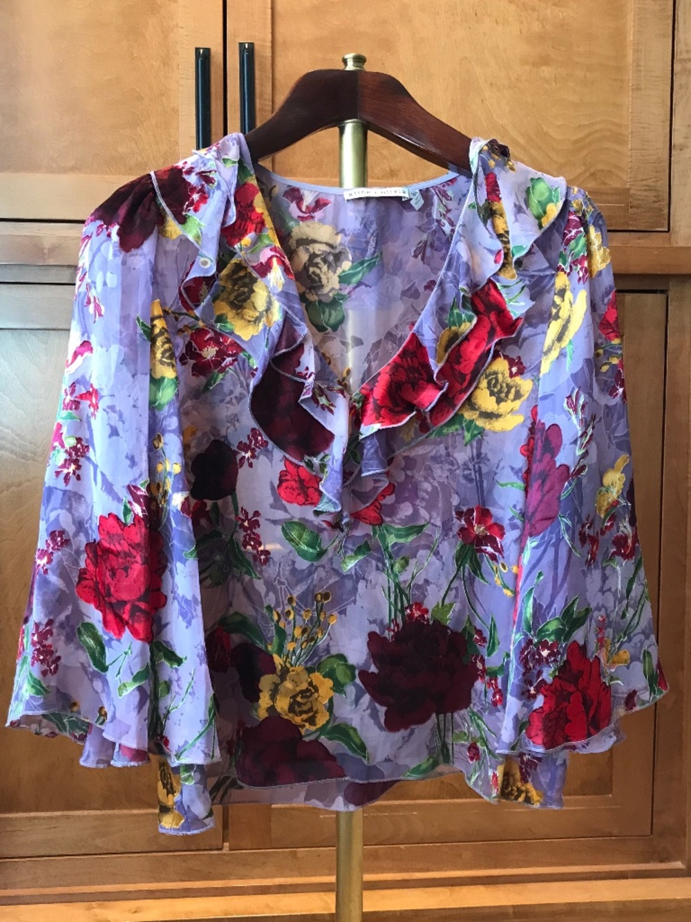 ETHEREAL 🔥 WHIMSICAL FLORAL BURNOUT SILK-BLEND CHIFFON STATEMENT BLOUSE